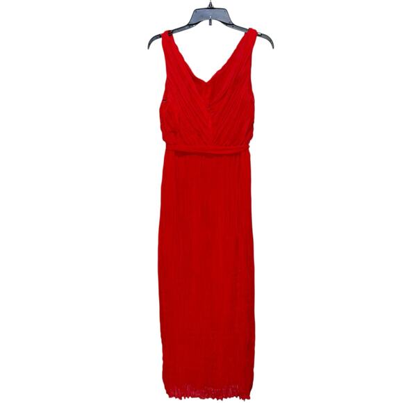 Chico's Maxi Dress Crinkle V-Neck Belted Black Label - Picture 8 of 10